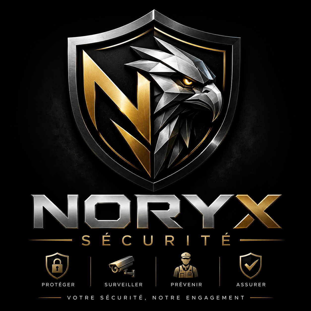 Logo Noryx Sécurité, aigle et bouclier